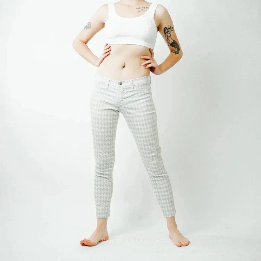 Francesca’s Collection Stylish White Houndstooth Women's Pants